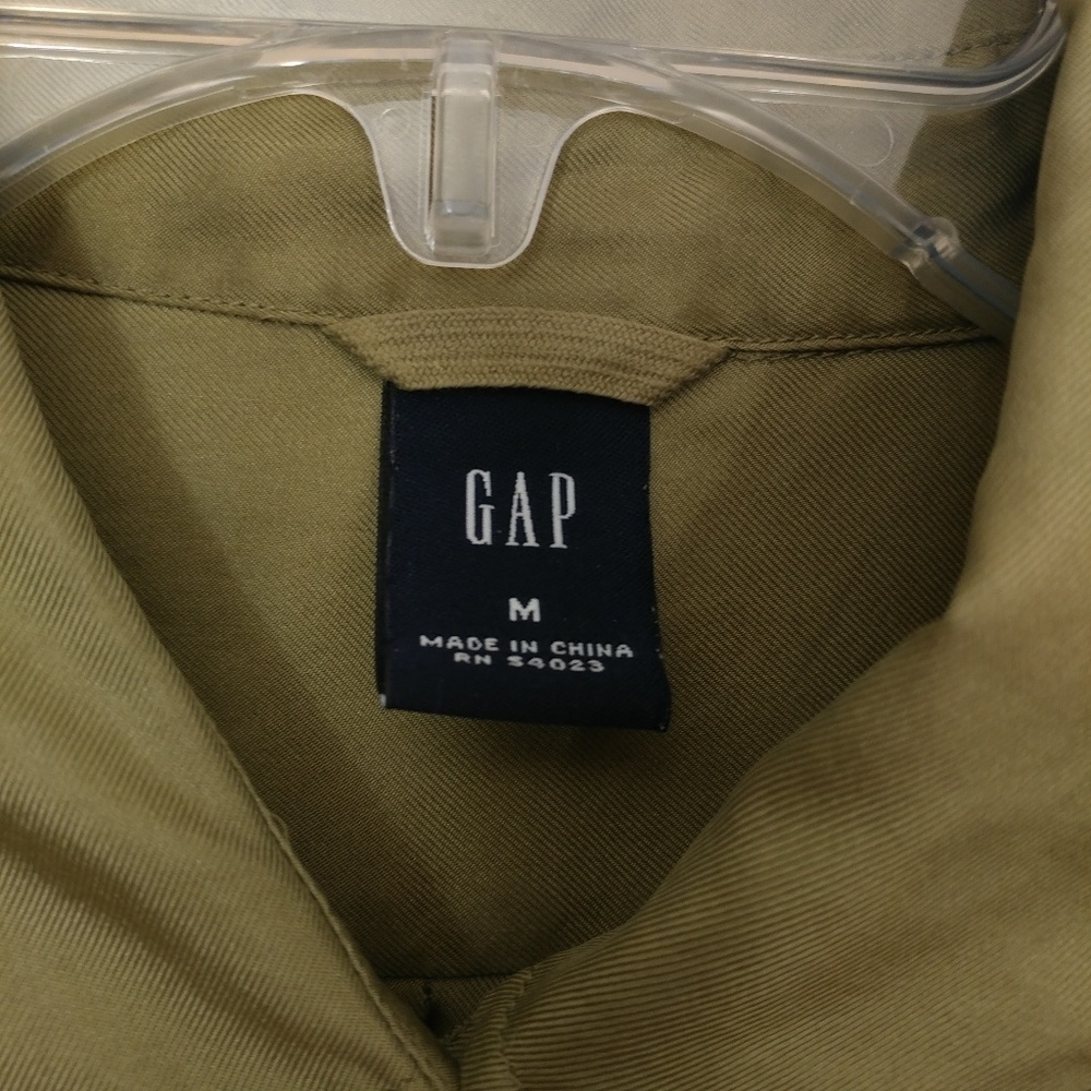 GAP silk olive green button-down shirt medium - Picture 5 of 5